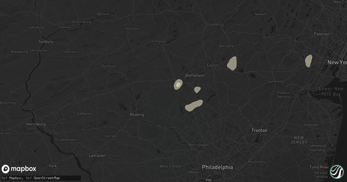 Hail map in Macungie, PA on July 28, 2026
