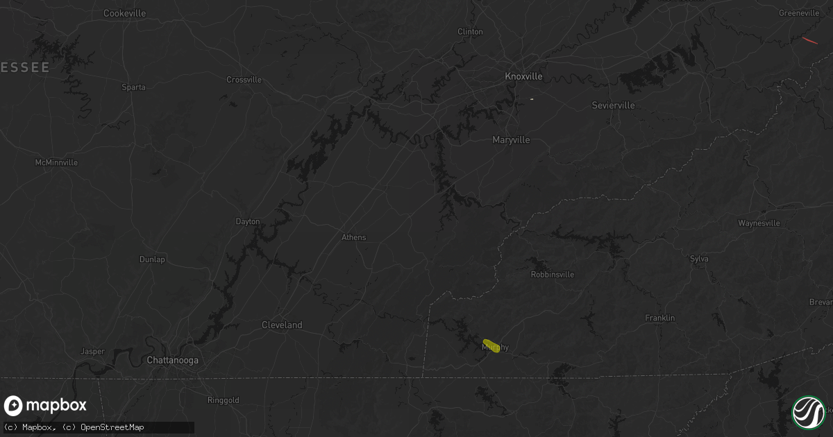 Hail map in Madisonville, TN on July 28, 2026