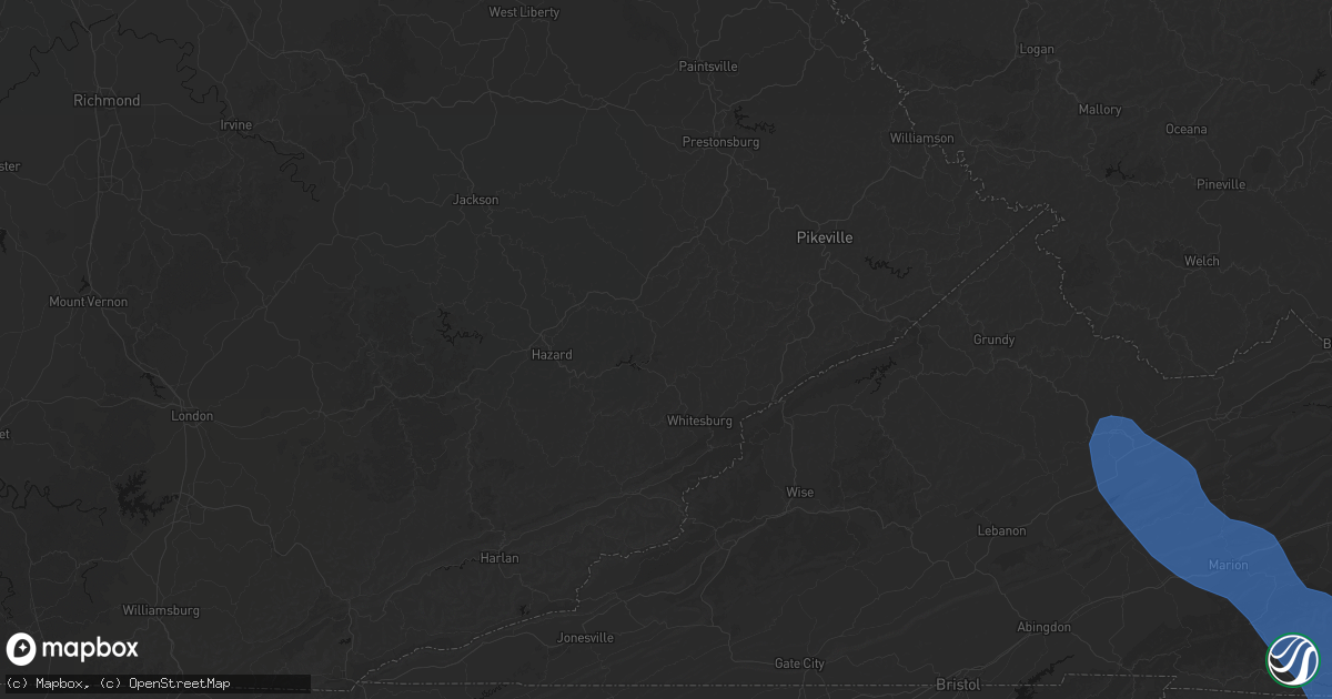 Hail map in Mallie, KY on July 28, 2026