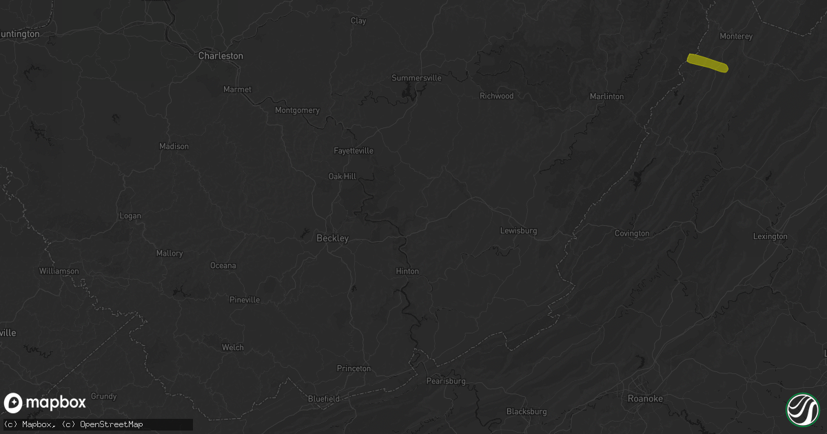 Hail map in Meadow Bridge, WV on July 28, 2026
