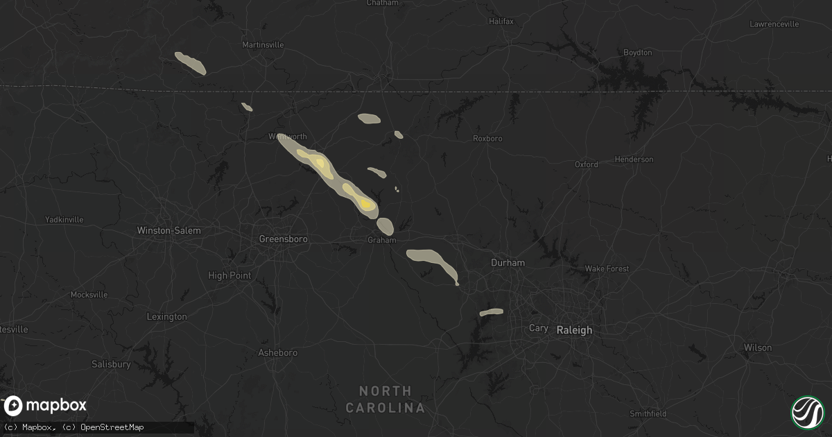Hail map in Mebane, NC on July 28, 2026