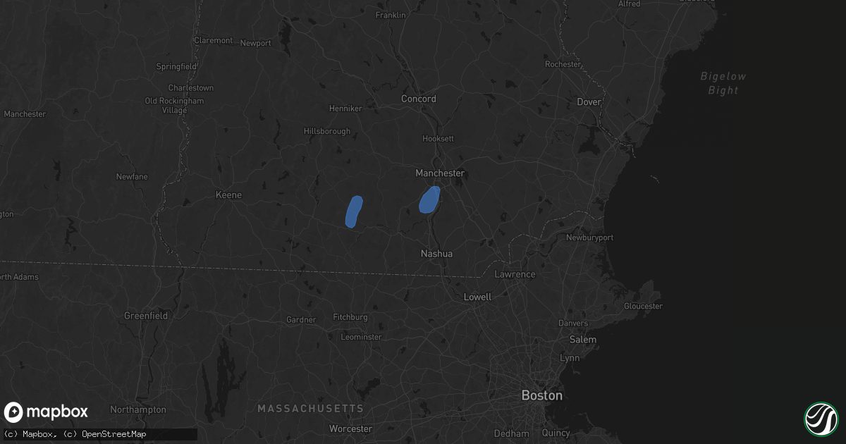 Hail map in Merrimack, NH on July 28, 2026