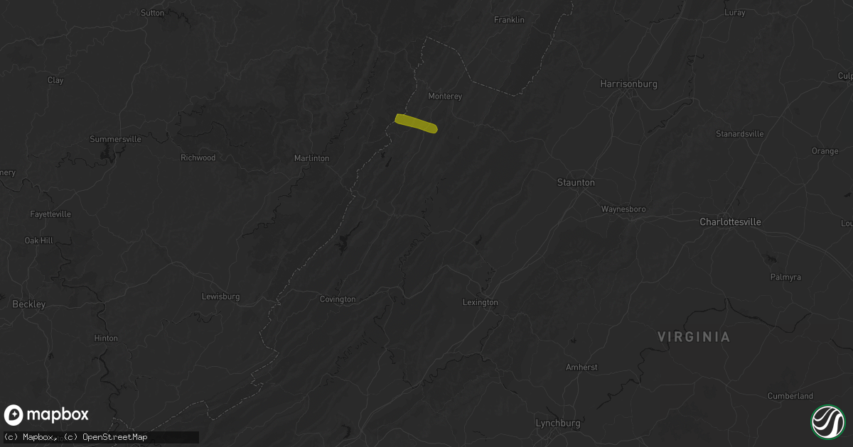 Hail map in Millboro, VA on July 28, 2026
