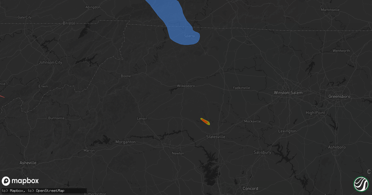 Hail map in Moravian Falls, NC on July 28, 2026