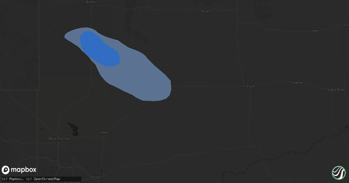 Hail map in Mud Butte, SD on July 28, 2026