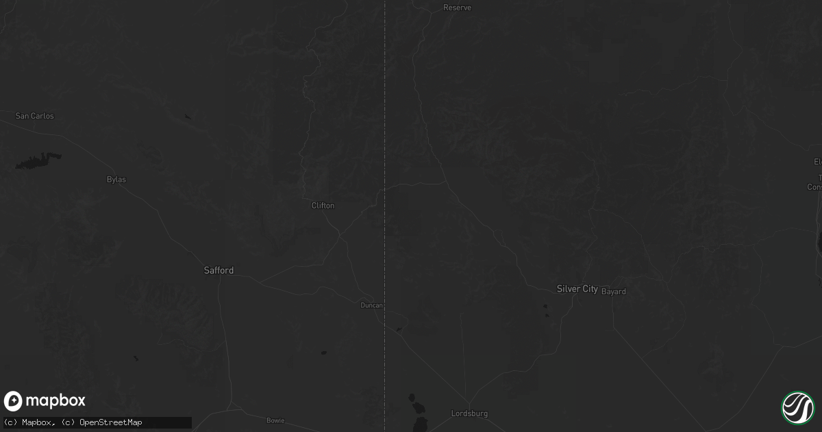 Hail map in Mule Creek, NM on July 28, 2026