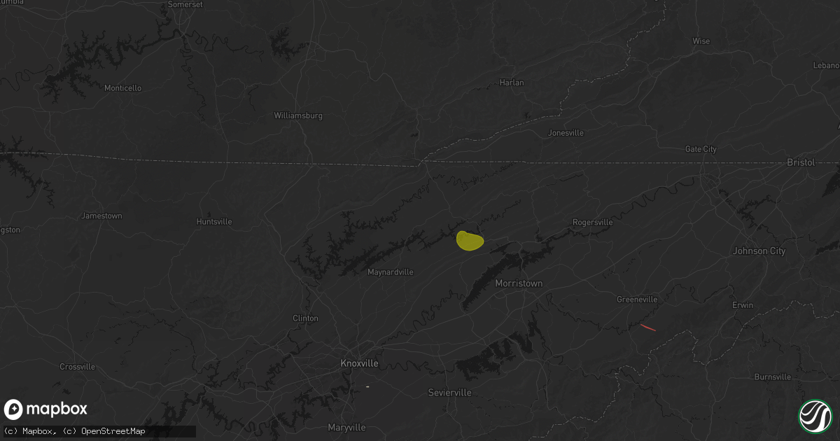 Hail map in New Tazewell, TN on July 28, 2026