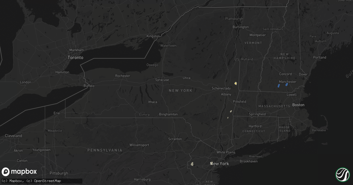 Hail map in New York on July 28, 2026