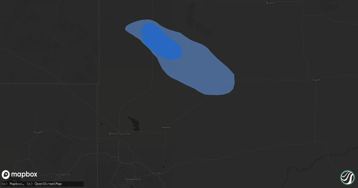 Hail map in Newell, SD on July 28, 2026