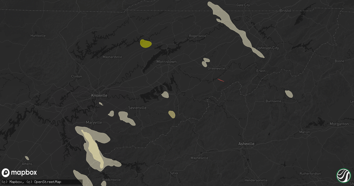 Hail map in Newport, TN on July 28, 2026