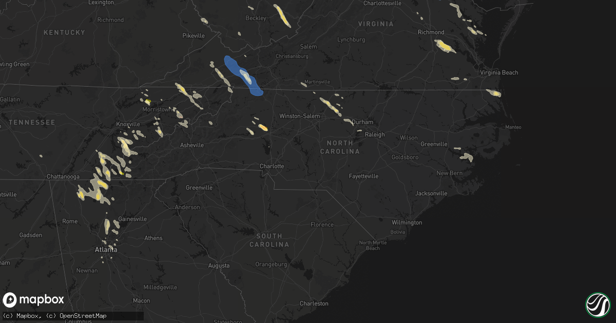 Hail map in North Carolina on July 28, 2026