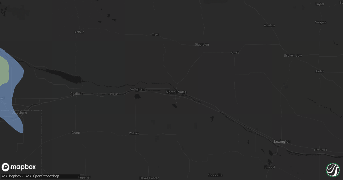 Hail map in North Platte, NE on July 28, 2026