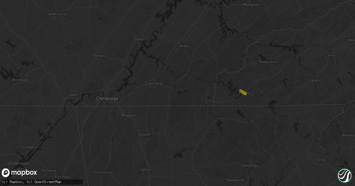 Hail map in Ocoee, TN on July 28, 2026