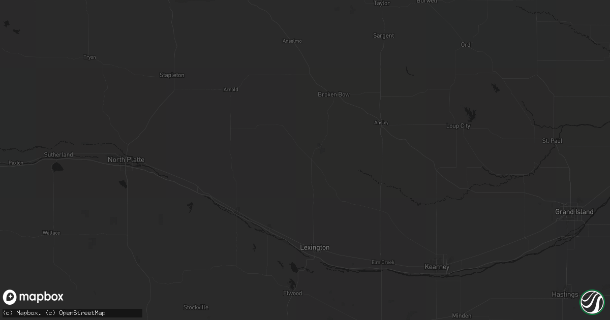 Hail map in Oconto, NE on July 28, 2026