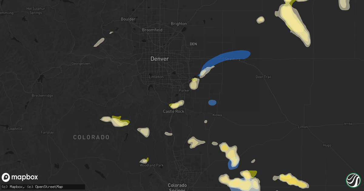 Hail map in Parker, CO on July 28, 2026