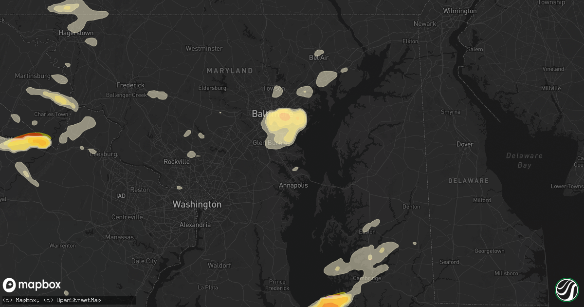 Hail map in Pasadena, MD on July 28, 2026