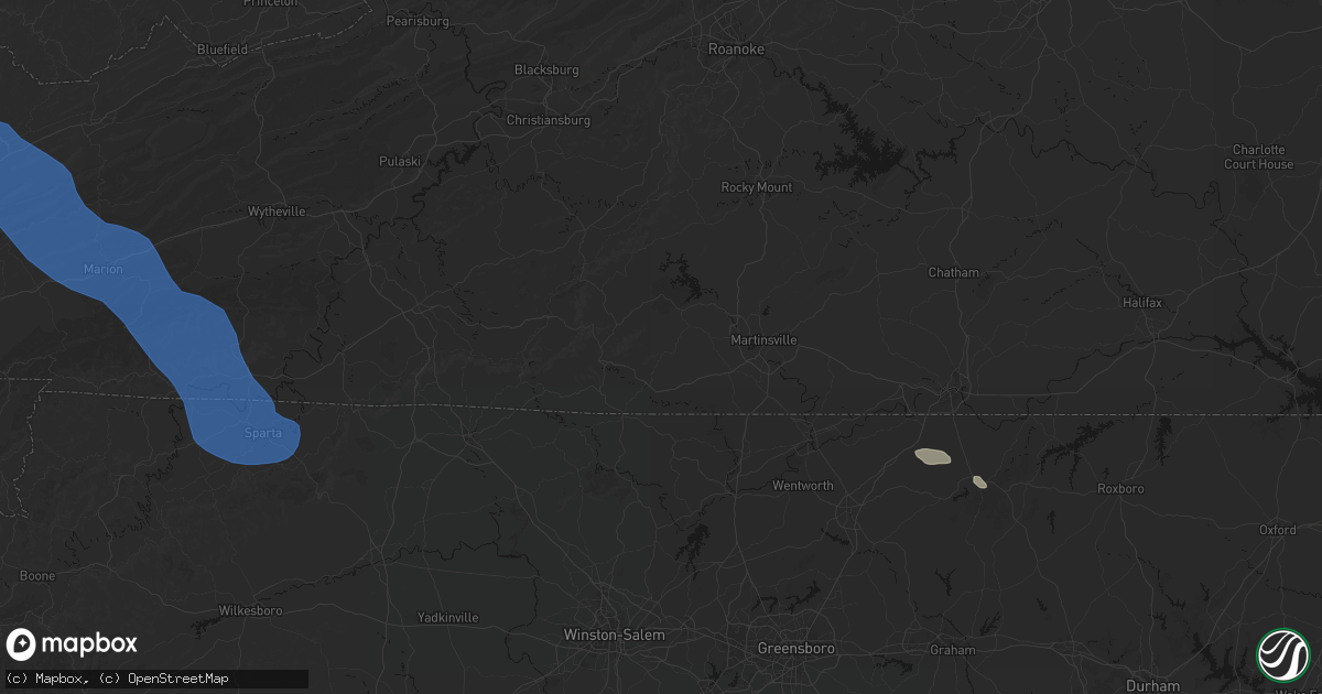 Hail map in Patrick Springs, VA on July 28, 2026