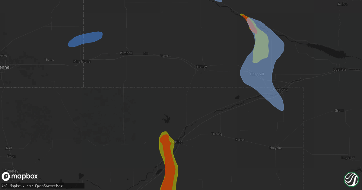 Hail map in Peetz, CO on July 28, 2026