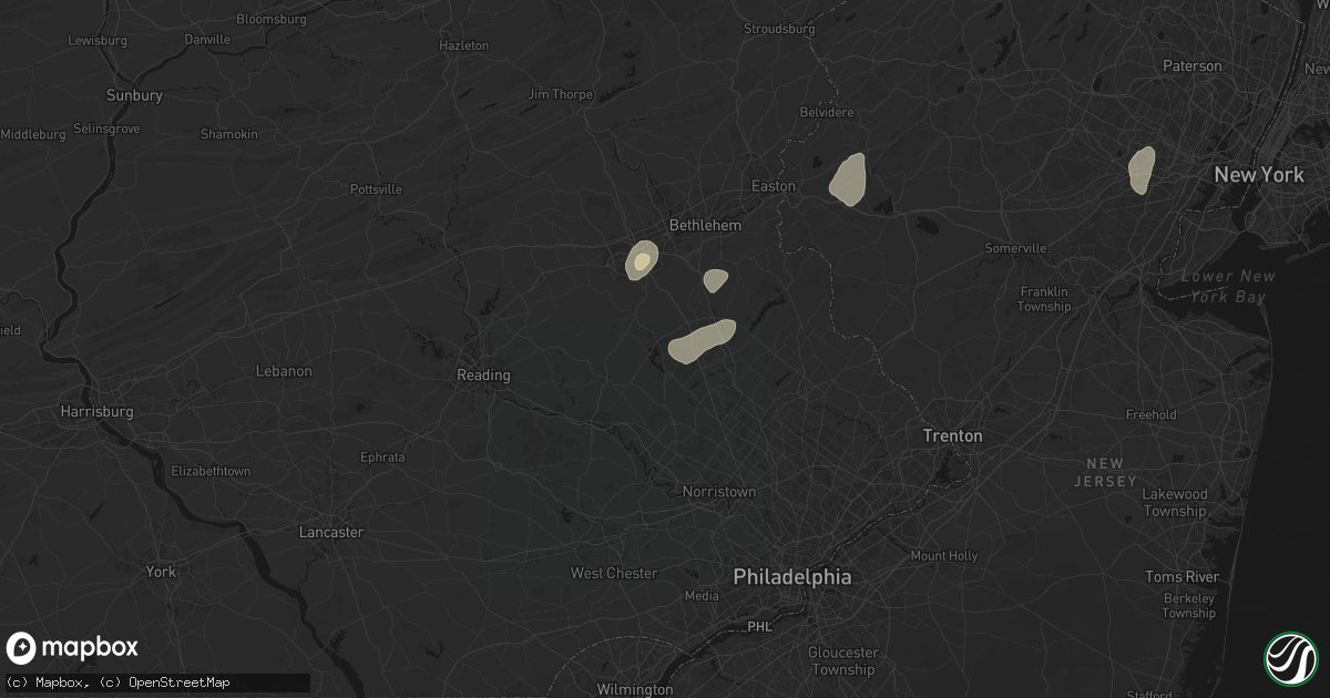 Hail map in Pennsburg, PA on July 28, 2026