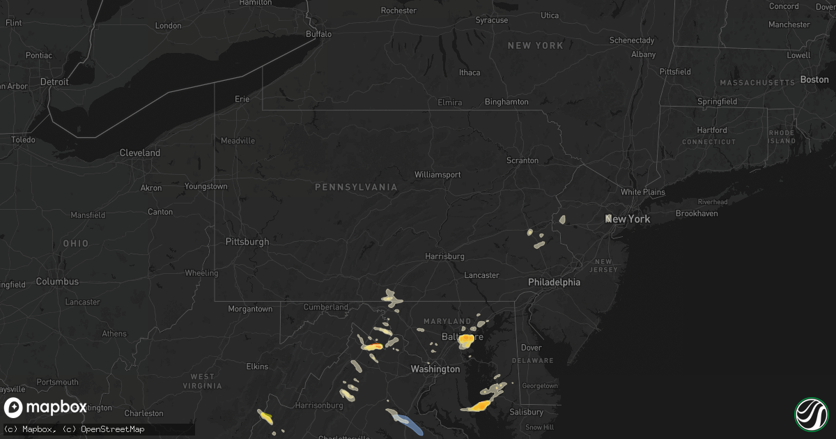 Hail map in Pennsylvania on July 28, 2026