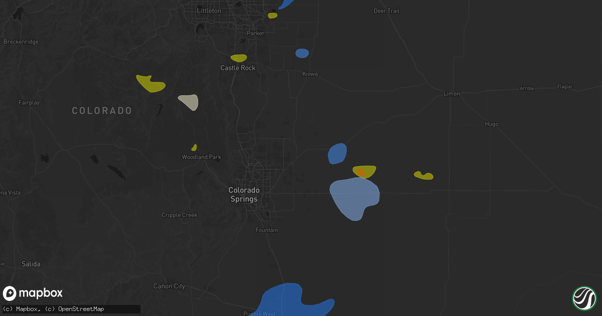 Hail map in Peyton, CO on July 28, 2026