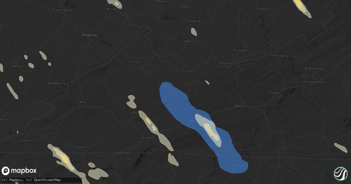 Hail map in Pounding Mill, VA on July 28, 2026