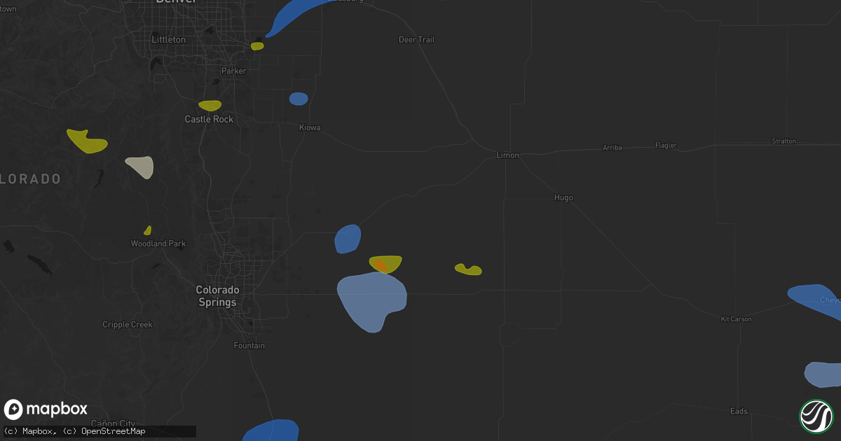 Hail map in Ramah, CO on July 28, 2026