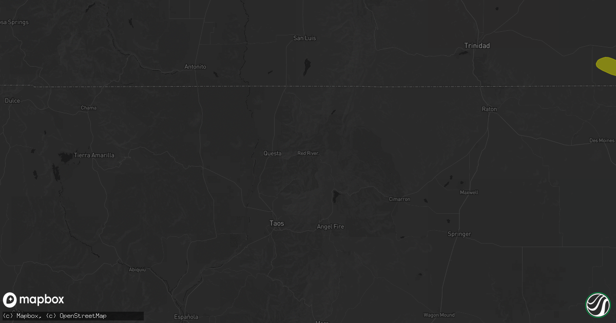 Hail map in Red River, NM on July 28, 2026