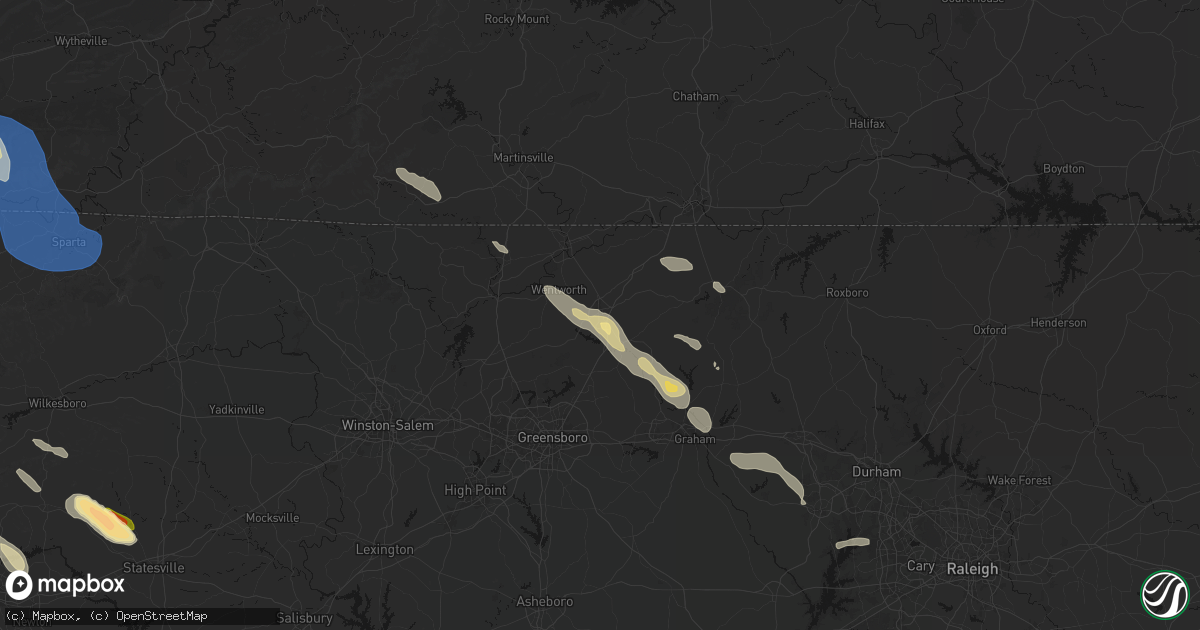 Hail map in Reidsville, NC on July 28, 2026