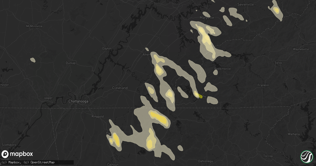 Hail map in Reliance, TN on July 28, 2026