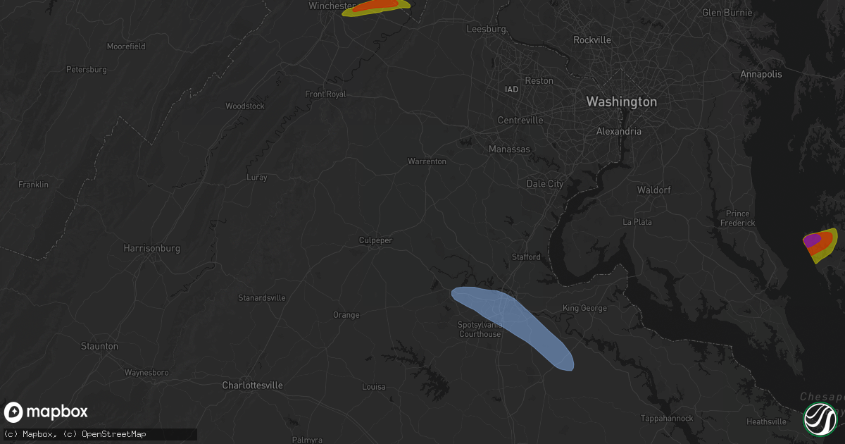 Hail map in Remington, VA on July 28, 2026
