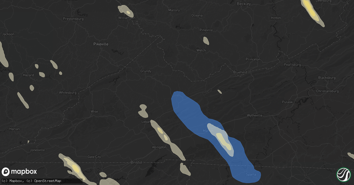 Hail map in Richlands, VA on July 28, 2026