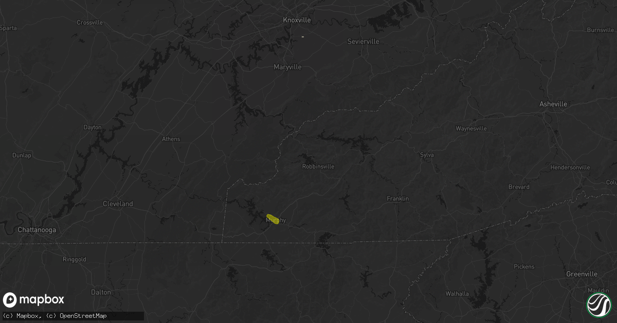 Hail map in Robbinsville, NC on July 28, 2026