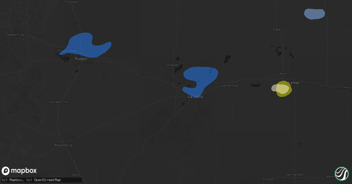 Hail map in Rocky Ford, CO on July 28, 2026