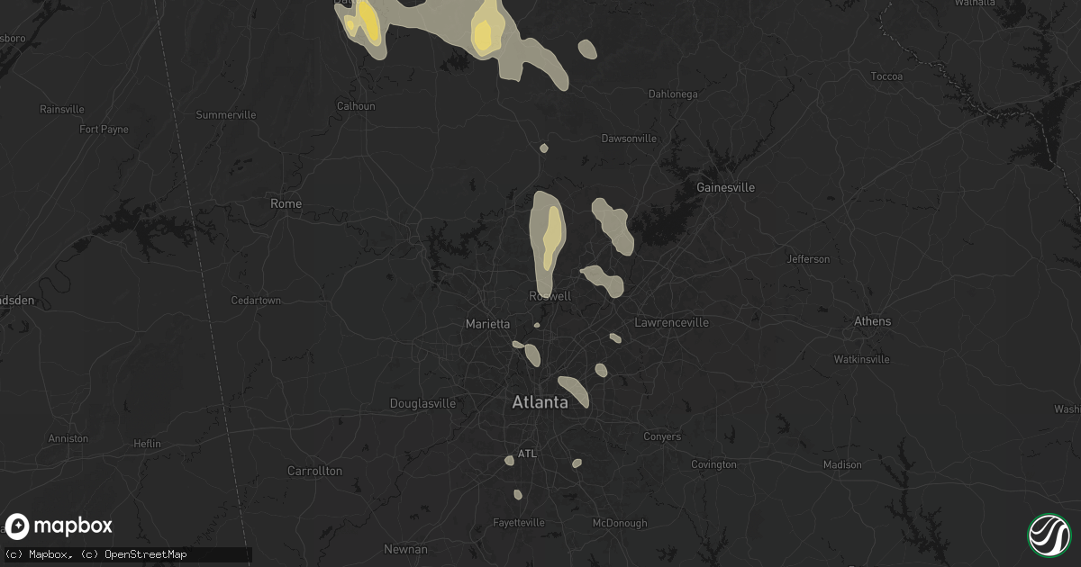 Hail map in Roswell, GA on July 28, 2026