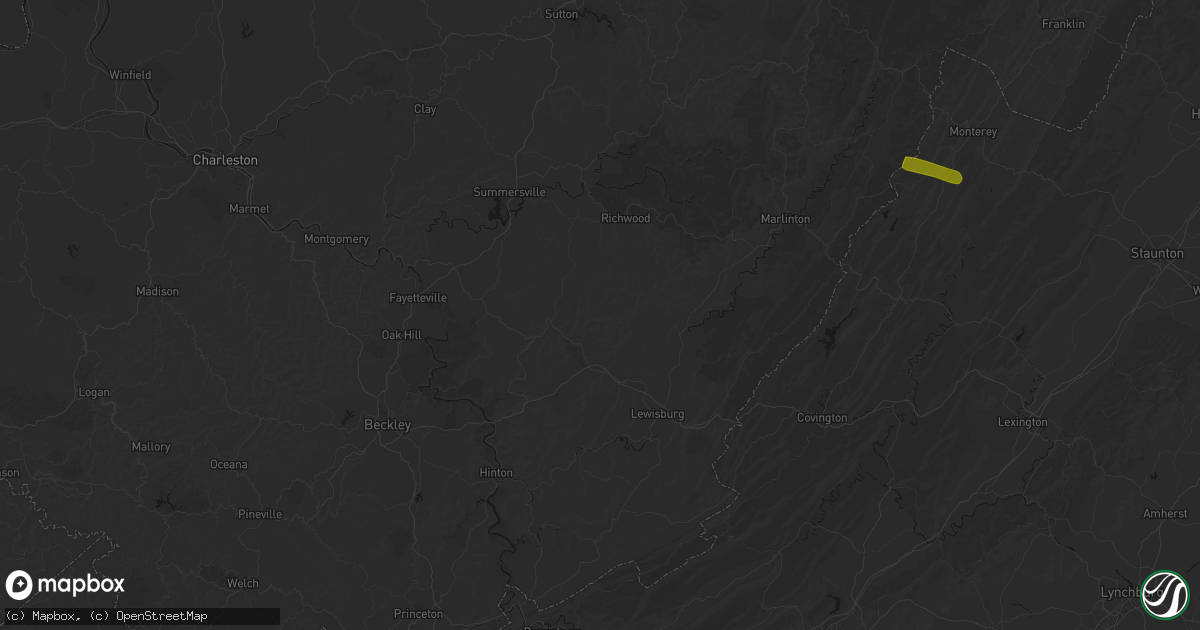 Hail map in Rupert, WV on July 28, 2026