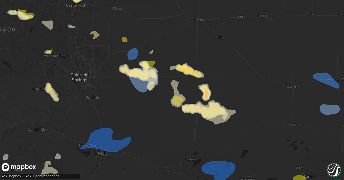 Hail map in Rush, CO on July 28, 2026