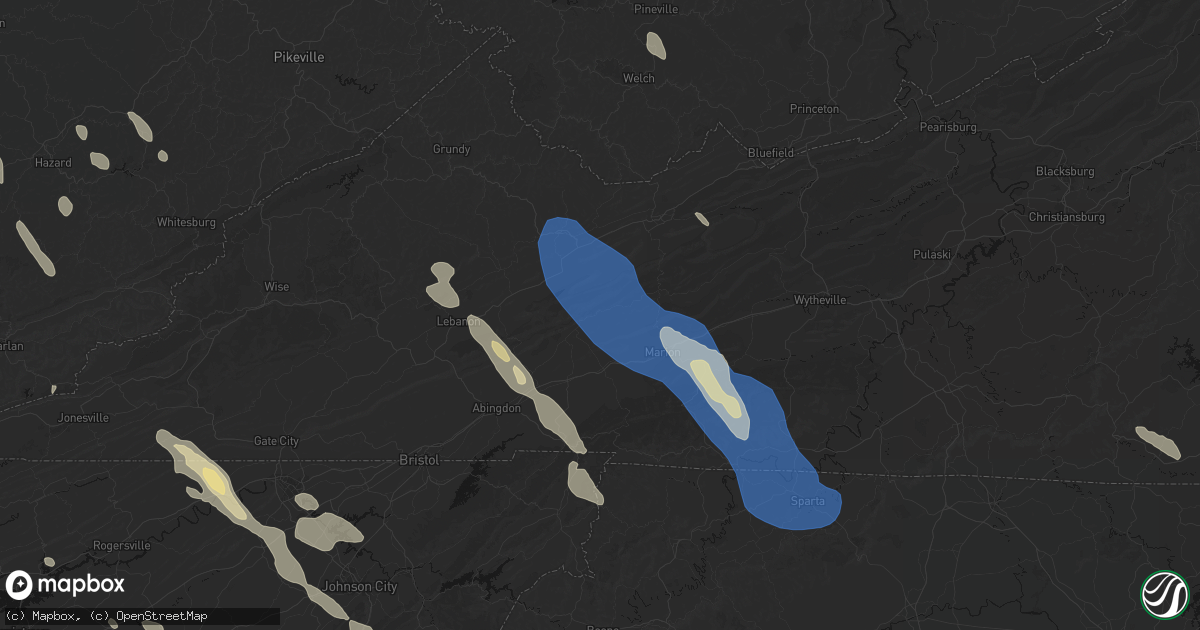 Hail map in Saltville, VA on July 28, 2026