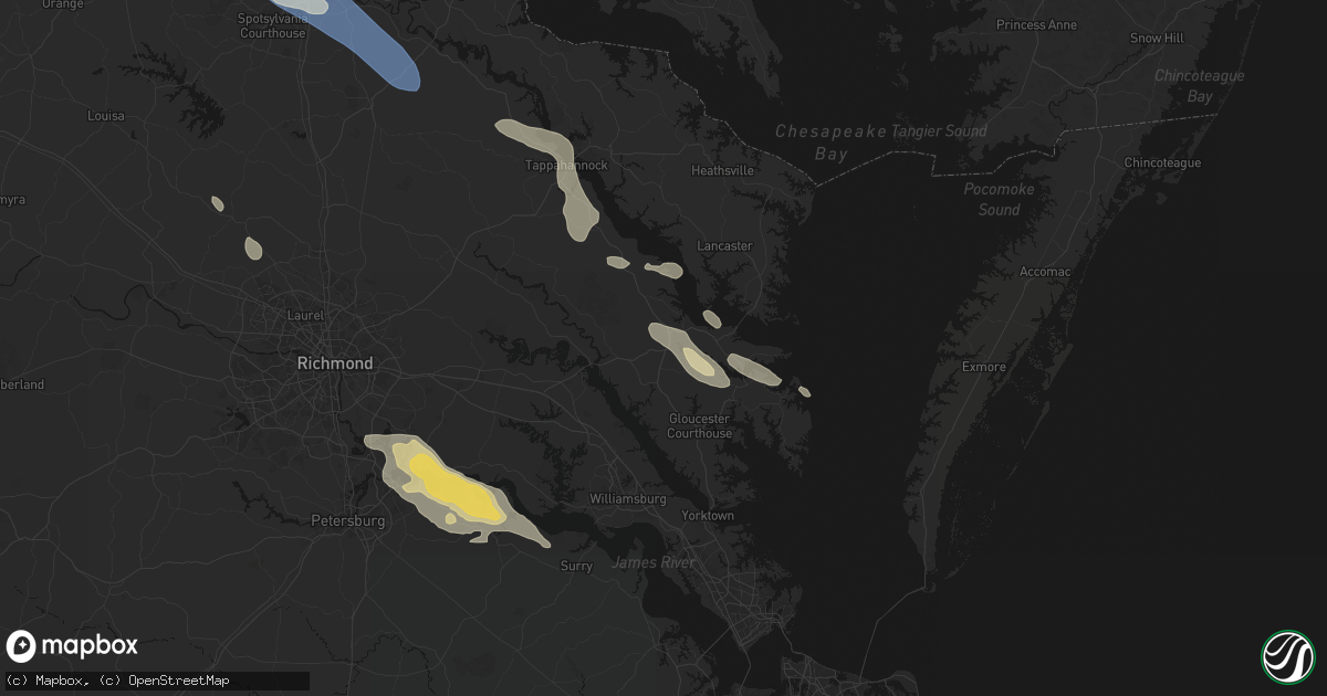 Hail map in Saluda, VA on July 28, 2026