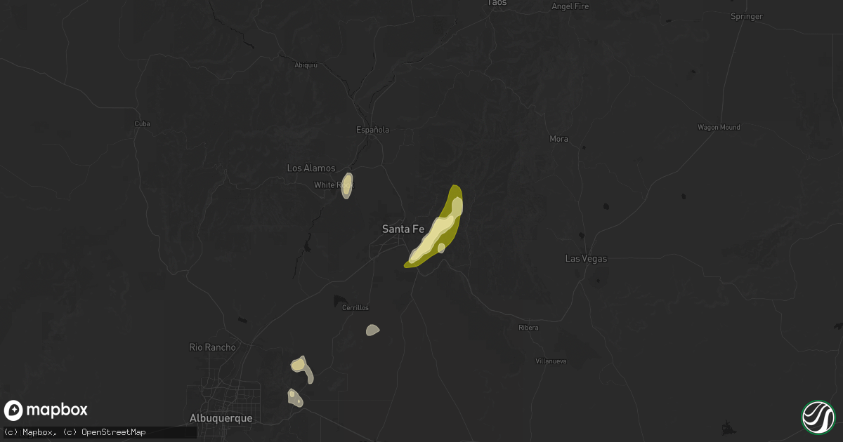 Hail map in Santa Fe, NM on July 28, 2026