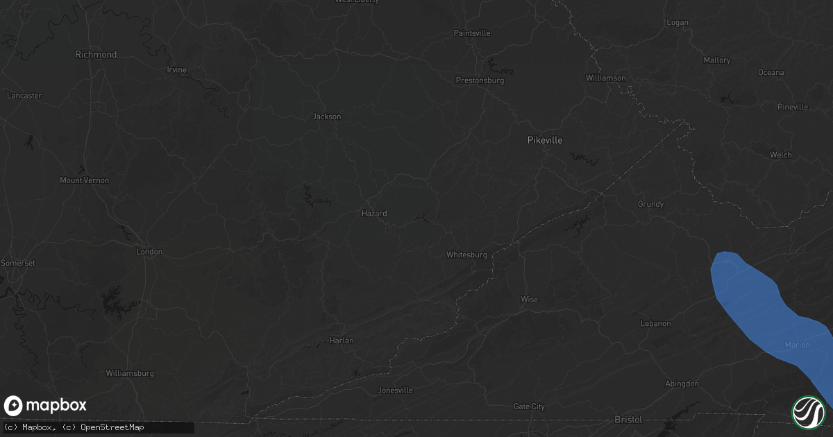 Hail map in Sassafras, KY on July 28, 2026