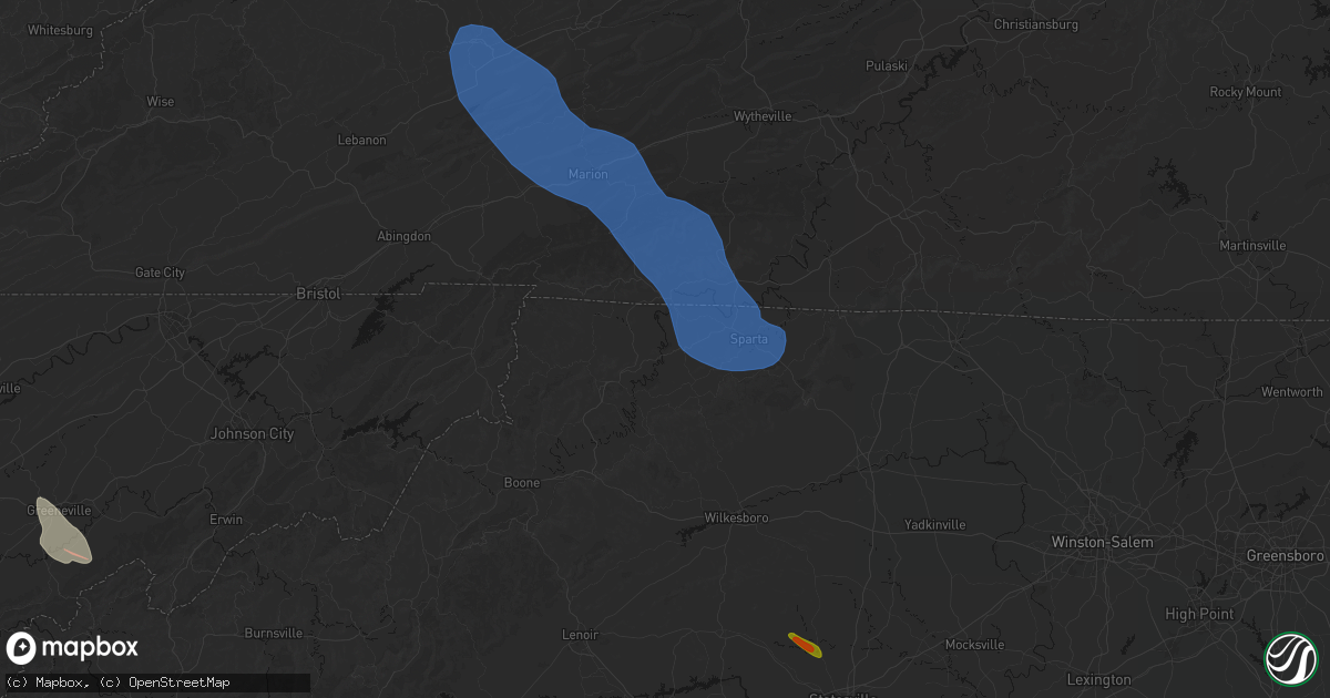 Hail map in Scottville, NC on July 28, 2026