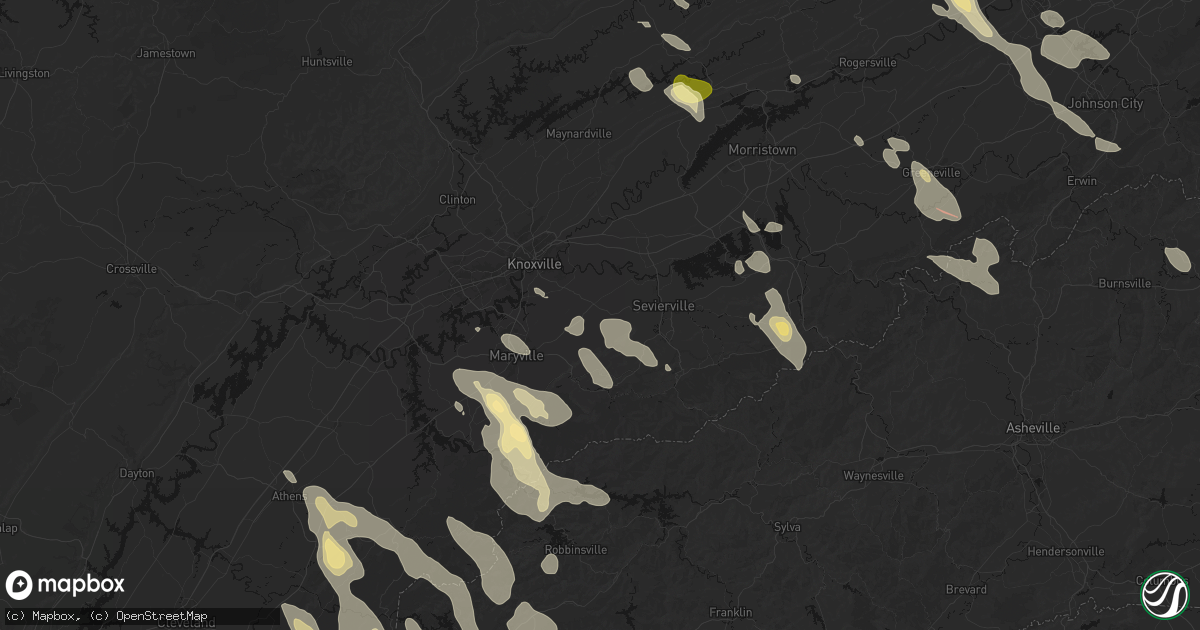Hail map in Seymour, TN on July 28, 2026