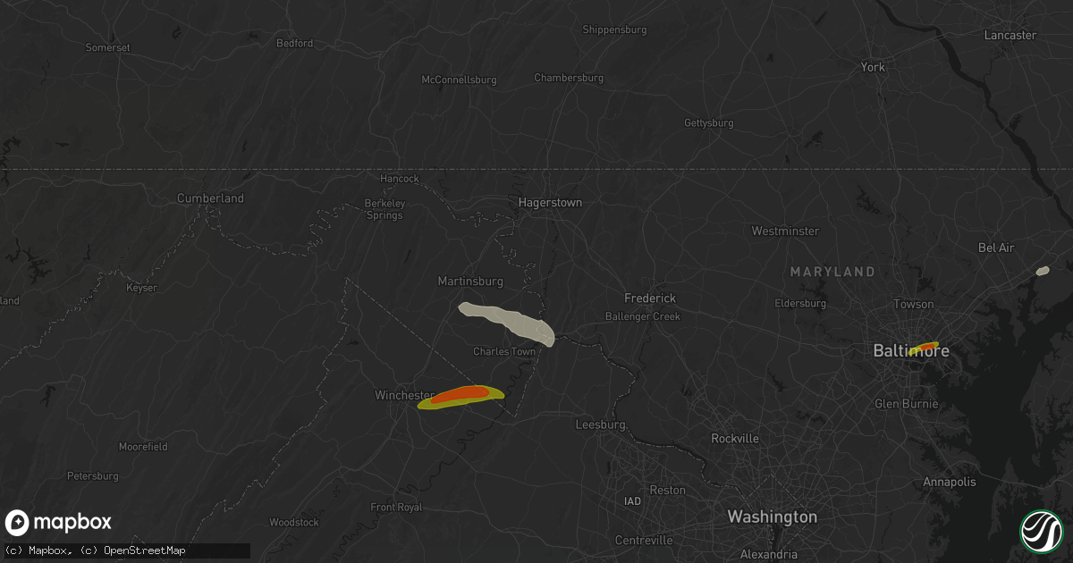 Hail map in Sharpsburg, MD on July 28, 2026