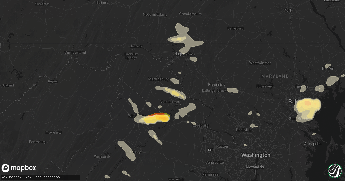 Hail map in Shenandoah Junction, WV on July 28, 2026