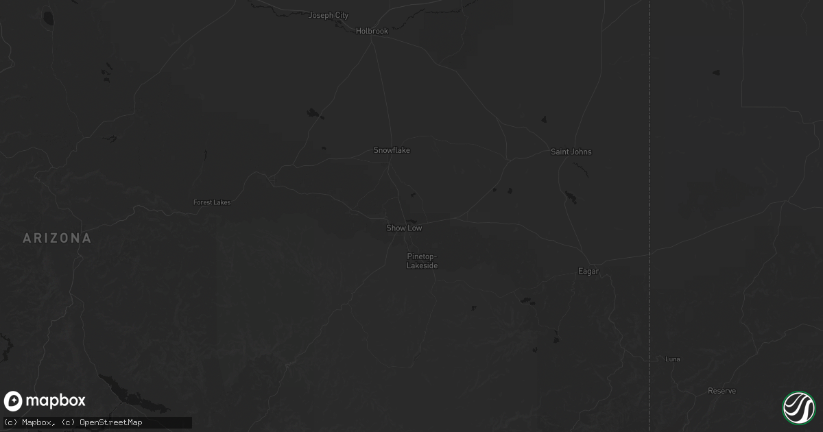 Hail map in Show Low, AZ on July 28, 2026