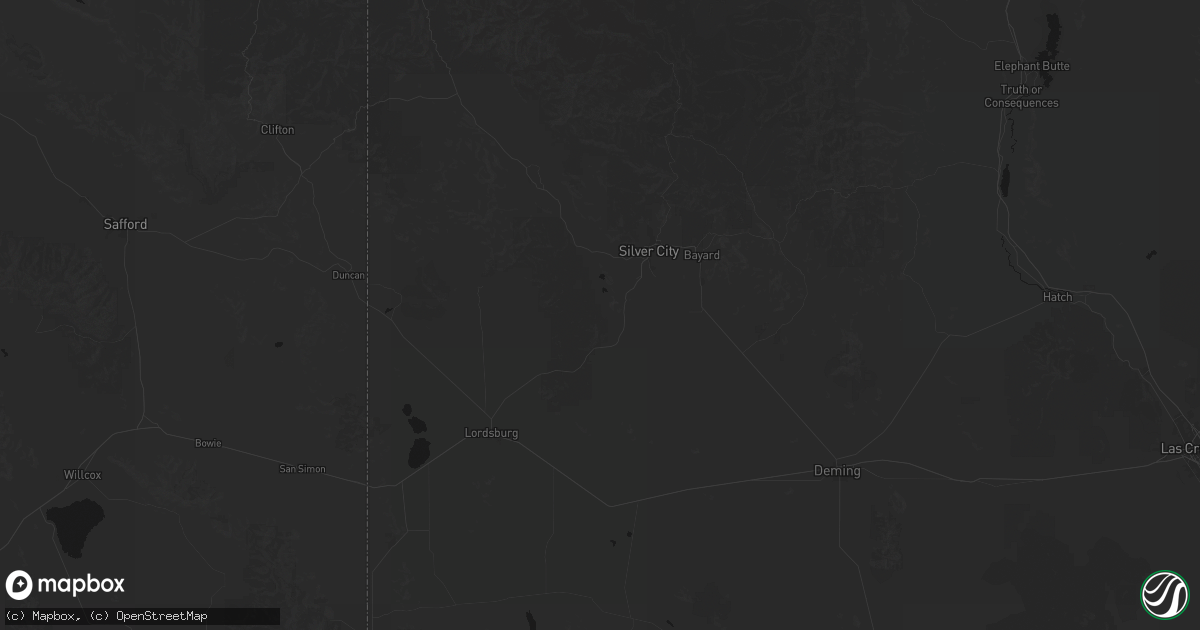 Hail map in Silver City, NM on July 28, 2026