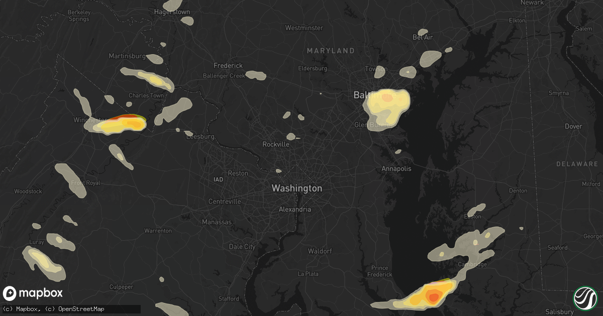 Hail map in Silver Spring, MD on July 28, 2026
