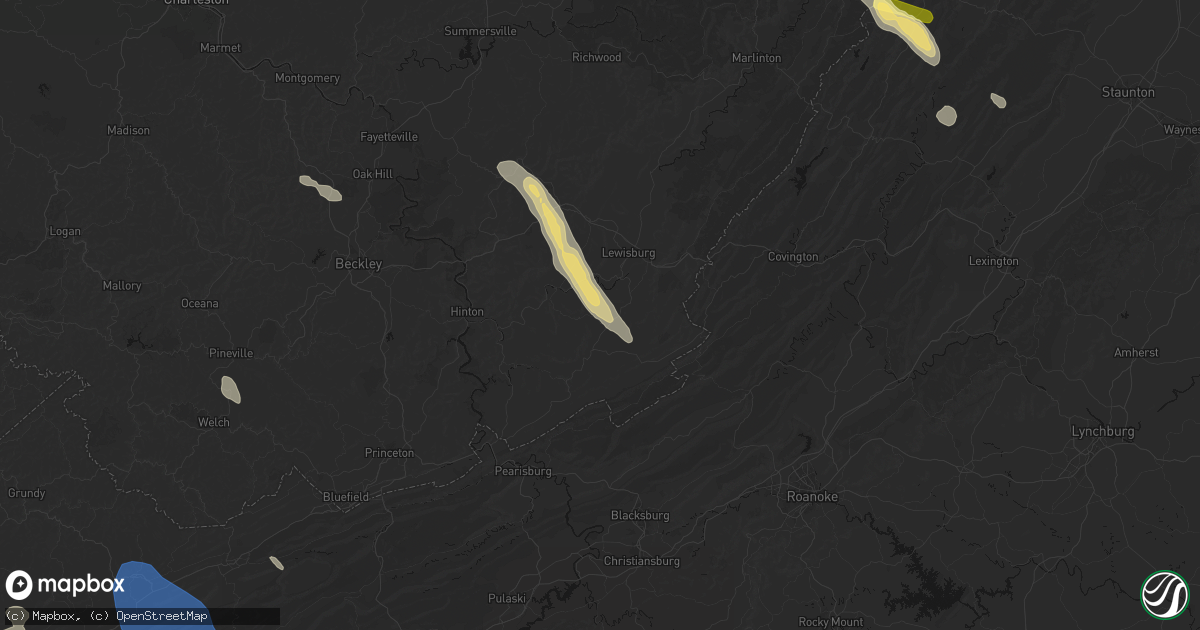 Hail map in Sinks Grove, WV on July 28, 2026