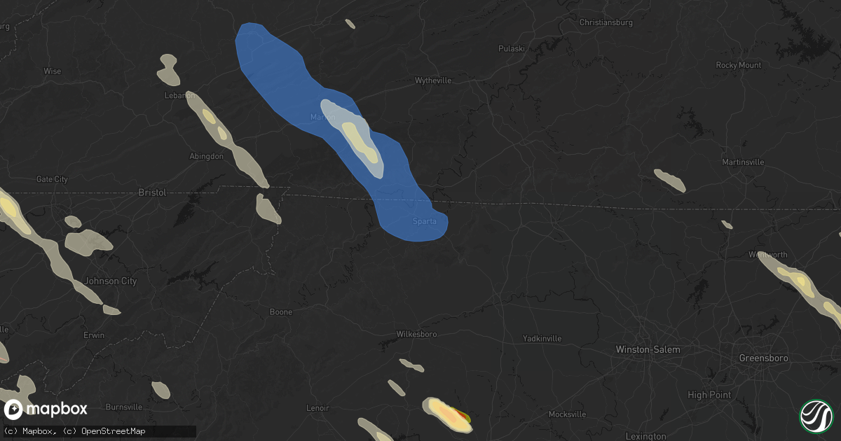 Hail map in Sparta, NC on July 28, 2026